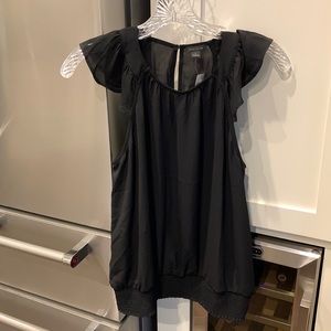 NWT Ann Taylor black ruffle blouse, size S